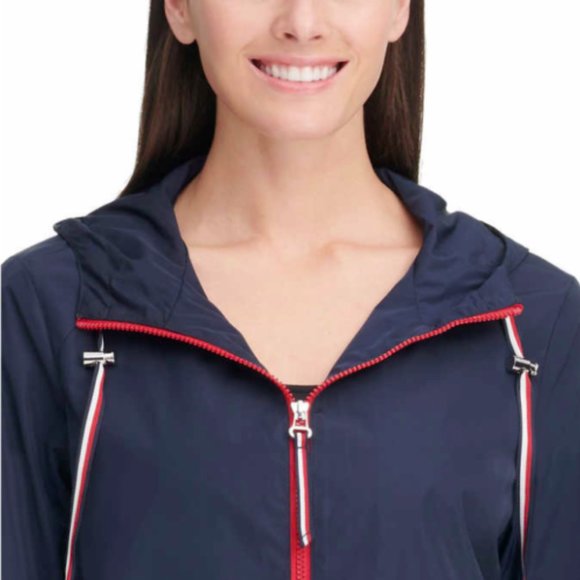 Tommy Hilfiger Ladies' Windbreaker Hoodie Jacket Navy - Picture 8 of 15